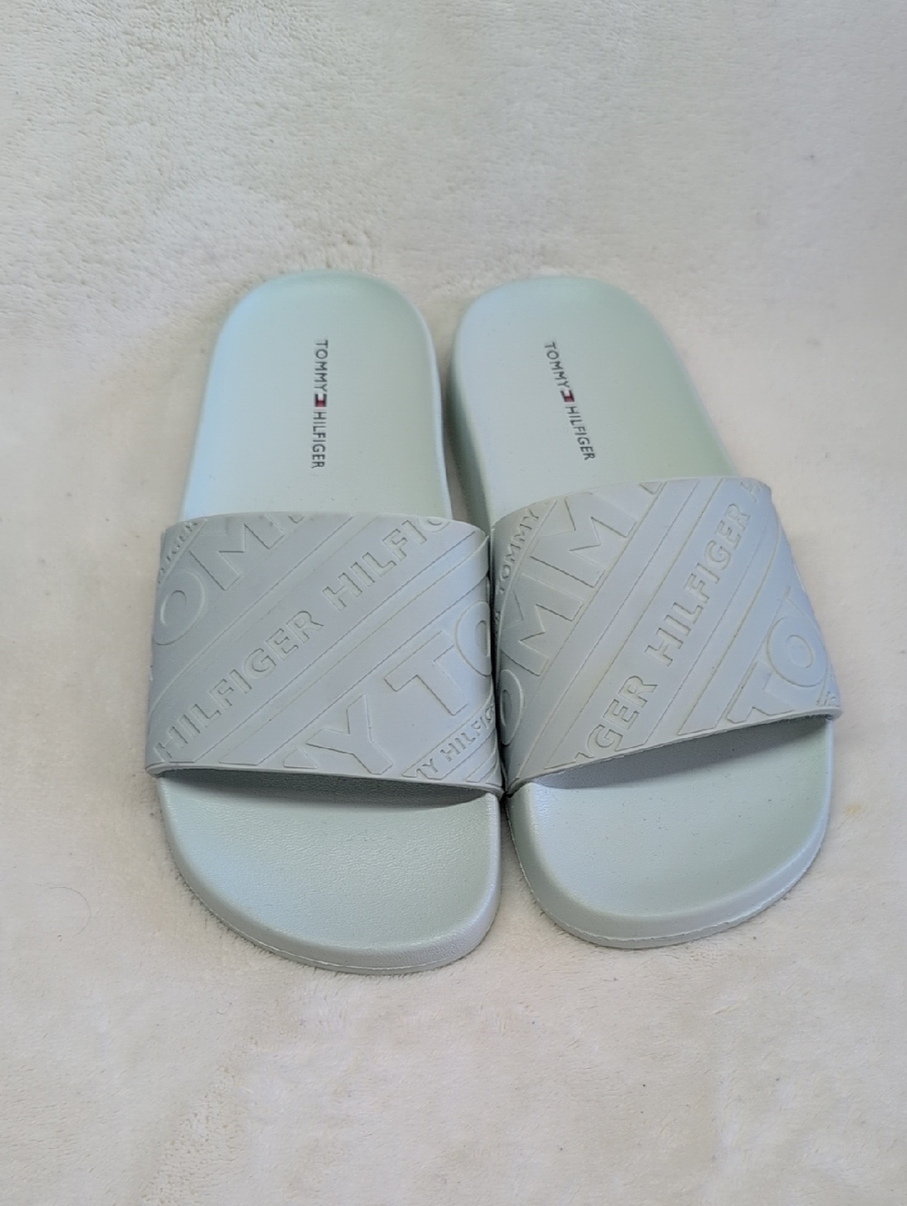 Tommy Hilfiger Pale Blue Embossed Logo Slides